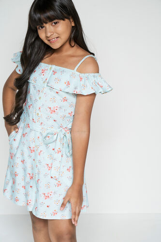Turquoise Flower-ist Dress, Turquoise, image 1